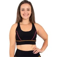 Top Topper Preto Com Linha Colorida Para Treinar Caminhar