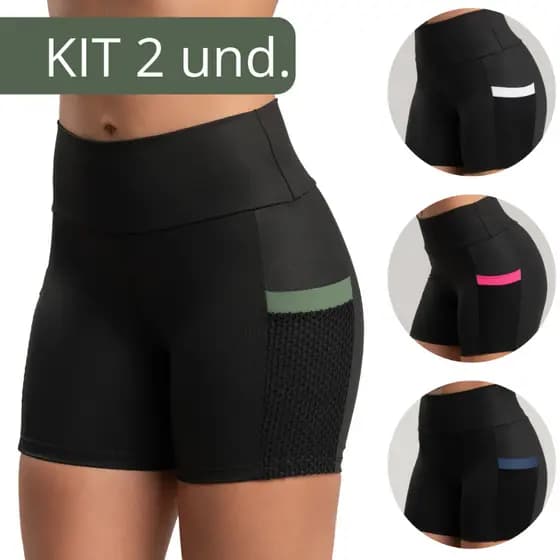 KIT 2 Shorts Academia Zero Transparência Fitness Legging Esportiva Corrida Treino Confortável