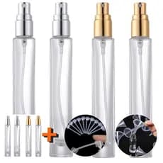 4X Porta Perfume 10ml Vidro Spray com Funil e Bico de Transferência Mini Frasco Recarregável Portátil