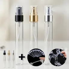 Kit 3 Porta Perfume 10ml Frasco Flaconete Vidro Spray Recarregável Viagem + Funil e Bico Decanter Leve Pequeno Bolsa