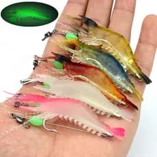 5Pçs 9 Centímetros 5.2g Camarão Luminosa Isca De Pesca Macio 5 Cores Misturadas Iscas Artificiais Com Ganchos E Contas