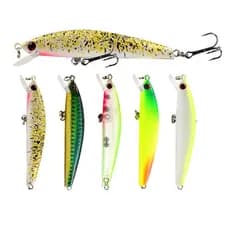Cores 7.5g / 8.5 cm Plástico Abs Isca Dura Artificial 3d Olhos Com 6 # Biônico Gancho Wobbler Mar Iscas De Pesca