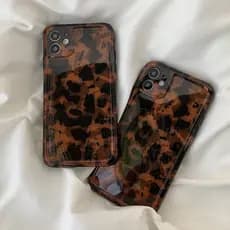 Moda Marrom Âmbar Concha De Leopardo Padrão Shell Para iphone 17 16 15Pro Max 14 11 12 13 Pro Caixa Macia Completa