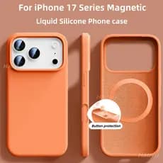 Capa De Telefone De Cor Original De Silicone Líquido Laranja Magnético Para iPhone 17 16 15 14 13 Pro Max Macia 17Air 16