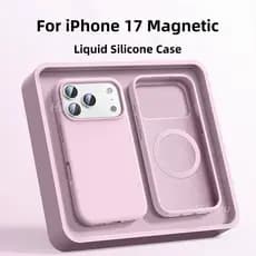 Silicone Líquido Magnético Para iPhone 17 Pro Max Caso De Telefone 16 15 14 13 Fibra Flocada Macio À Prova De Choque Cap
