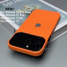 Capa De Telefone De Silicone Líquido Laranja Preta Combinando Com Cores Para iPhone 17 16 15 14 13 Pro Max Fibra Flocada