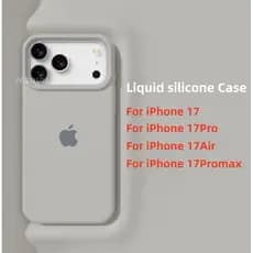 Capa De Telefone De Silicone Líquido Cinza Rock Para iPhone 17 16 15 14 13 Pro Max Fibra Flocada 17Air Resistente A Arra