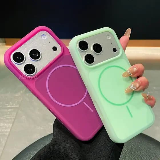 Capa De Telefone De Silicone Líquido De Janela Grande Com Sensor De Gelo Magnético De Anel Fino Para iPhone 13 14 15 16