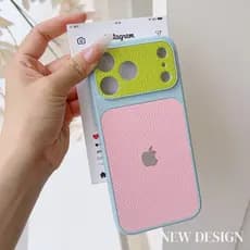 Mudar Para 17Promax Dopamina Capa De Telefone Com Textura De Couro De Duas Cores iPhone 17 16 15 14 13 12 11 Pro Max Pro