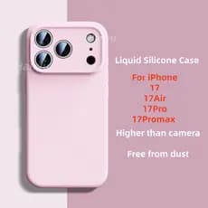 Capa De Telefone De Silicone Líquido Com Proteção De Lente Totalmente Embrulhada Para iPhone 17 16 15 Pro Max Fibra Floc