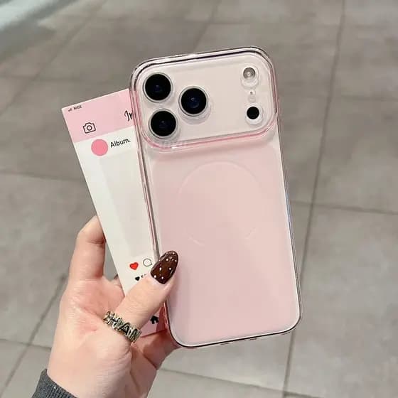Ultra-thin Circle Large Viewing Window Instantly Rotates 17 Pink Phone Case Suitable for iPhone 11 12 13 14 15 16 ProMax