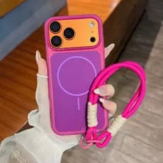 Com Cordão Magnético Capa De Telefone De Silicone Líquido De Duas Cores Para iPhone 17 16 15 Pro Max Macia Resistente A