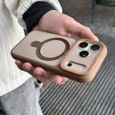 Capa De Telefone Com Suporte Magnético De Luxo De Duas Cores Para iPhone 17 16 15 14 13 12 Pro Max Acrílico Fosco Anti-Q
