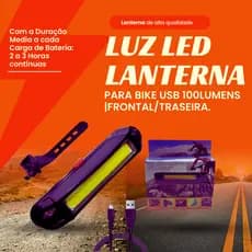 Luz Led Lanterna USB 100 Lumens | Traseira/Lateral/Bike