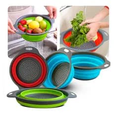 Escorredor De Alimentos Massas Legumes Retrátil Silicone