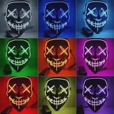 Máscara Led Neon Fio Duplo Para festas Halloween Carnaval