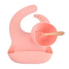 Kit de Silicone Com 3pçs Introdução Alimentar Bowl Colher E Babador