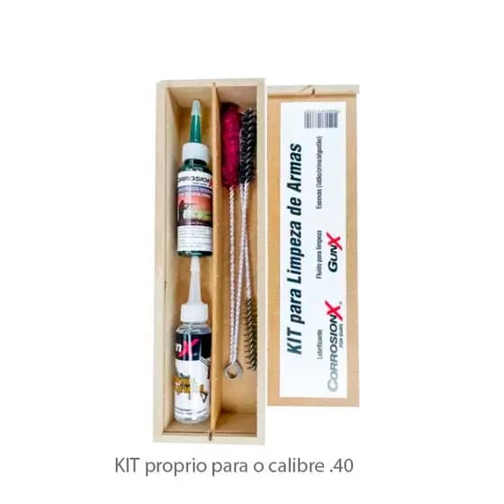 Kit de Limpeza para armas curtas Escovas para .40 + lubrificante corrosion X + Solução de limpeza