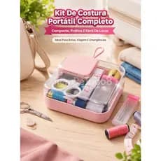 Kit De Costura Completo Portátil Sortido Mini Estojo Com Linhas Agulhas Tesoura Fita Métrica 8x8cm