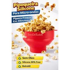 Pipoqueira Silicone Microondas Retrátil Com Tampa Sem Óleo Balde Pipoca Dobrável Cinema Em Casa