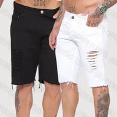 BERMUDA JEANS SHORT MASCULINO RASGADO ESTILO DESTROYDE SLIM ESTILOSA QUALIDADE PREMIUM MODA BASICA MASCULINA
