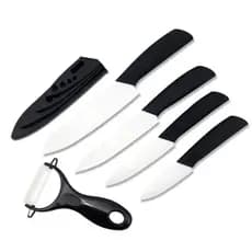 Kit Conjunto 05 Peças Facas De Cerâmica + Descascador