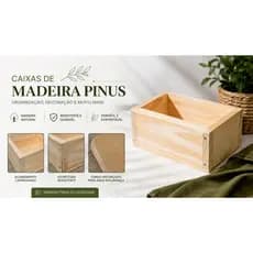 Caixa de madeira pinus café da manha presente