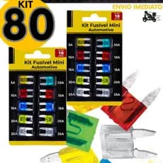 Kits 80, 40 ou 20 un - Kit Fusível Automotivo Lâmina Mini para Carro e Moto
