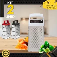 Kits 2 ou 1 un - Ralador 4 Faces em Aço Inox com Fatiador e Cortador de Legumes
