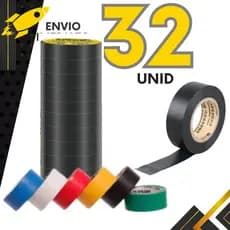 Kit 3 a 32 un - Fita Isolante de PVC 5m Antichama - Kits Coloridos ou Preta