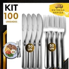 Kit 100,50,26 Talheres Garfos e Facas de Inox Refeições Almoço Jantar Restaurantes Bares e Buffet