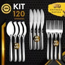 Pacote 120,90,42 Talheres Garfos Facas Colher Inox Refeições Almoço Jantar Restaurantes Bares Buffet