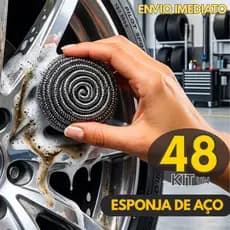 Kit 48, 24 ou 12un - Esponja De Aço Inox Premium Para Polimento De Rodas Carro E Moto