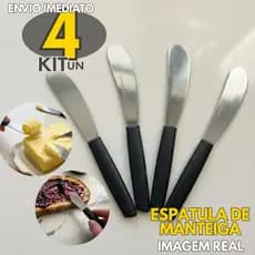 Kit 4 Espátula Patê Geleia Crepe Manteiga Requeijão De Aço Inox Premium Cozinha