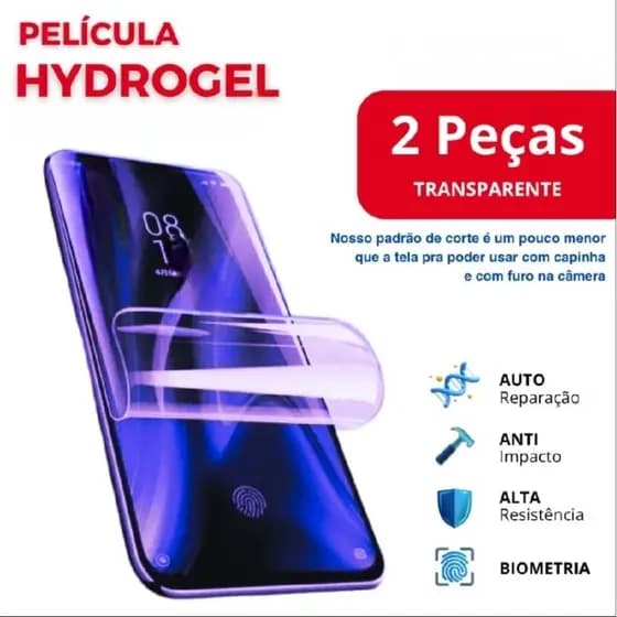 Kit 2 películas Frontal hidrogel para Samsung, iPhone, Infinix, Huawei, Xiaomi, Motorola, Oppo e outros modelos