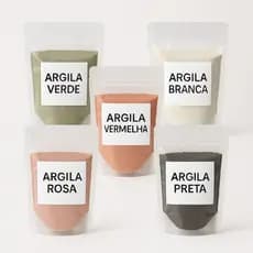 Kit 5 Argilas Mascara Facial Skin Care Capilar Verde Rosa Vermelha Branca Preta