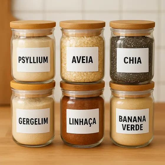 Kit Farinha Da Felicidade Banana Verde Farinha de Aveia Linhaça Gergelim Psyllium Chia