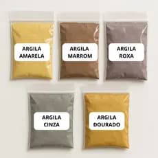 Kit 5 Argilas Facial Capilar Corporal Skin Care Amarela Marrom Roxo Cinza Dourada