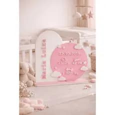 Placa de Nascimento Personalizada Bebê Decorativa Impressa em 3D Nome Data Hora Peso e Tamanho Decoração Quarto Infantil