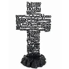 Escultura Cruz com Oração Pai Nosso – Design Moderno e Espiritualidade para o Lar | Decoração Religiosa Moderna