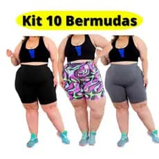 Kit 10 Bermuda Legging Cos Alto Plus Size Academia