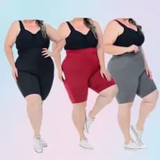 Kit 3 Bermudas Plus Size Poliester Academia GG G1 G2 G3