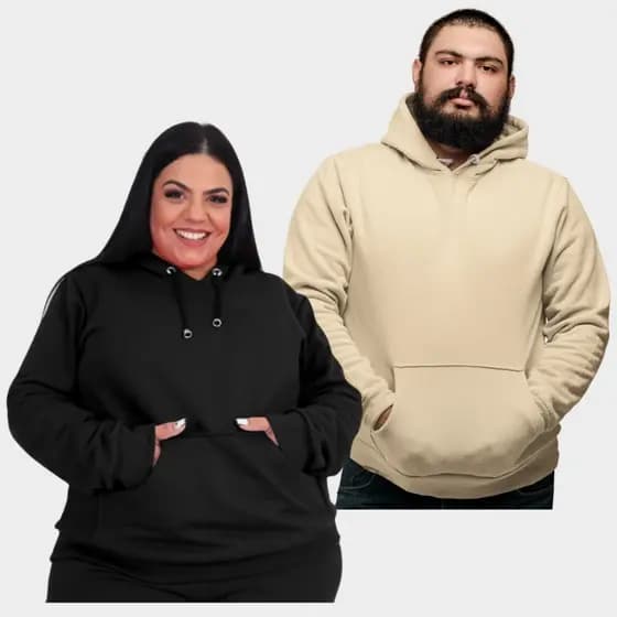Moletom Unissex Flanelado Peluciado Blusa Feminino Masculino Canguru Liso P ao G4