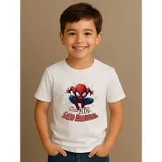Camisa Camiseta T-Shirt Gospel Cristã Infantil Deus Muralhas Homem Aranha Spider-Man Menino 2 ao 16