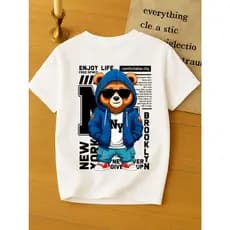 Camiseta Infantil Juvenil Menino 100% Algodão Tecido Premium Estampado Urso Enjoy