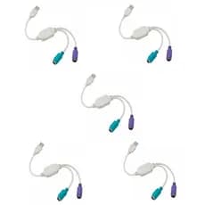 Kit 5 Cabo Adaptador Conversor Usb Para 2 Ps2 Teclado Mouse