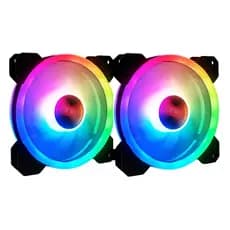 Kit 2 Cooler Rgb Fan 120mm (12cm) Dupla Face Conector Controladora 6 Pinos