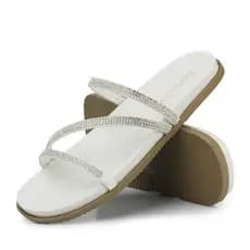 Sandalia Feminina Papete Offwhite Elegante Confotavel Diuber