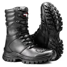 Bota Coturno Militar Cano Médio Couro Zíper Cadarço Forte Resistente Confortavel Diuber Shoes
