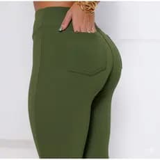 Calça Flare Feminina Bolso Traseiro Malha Crepe
